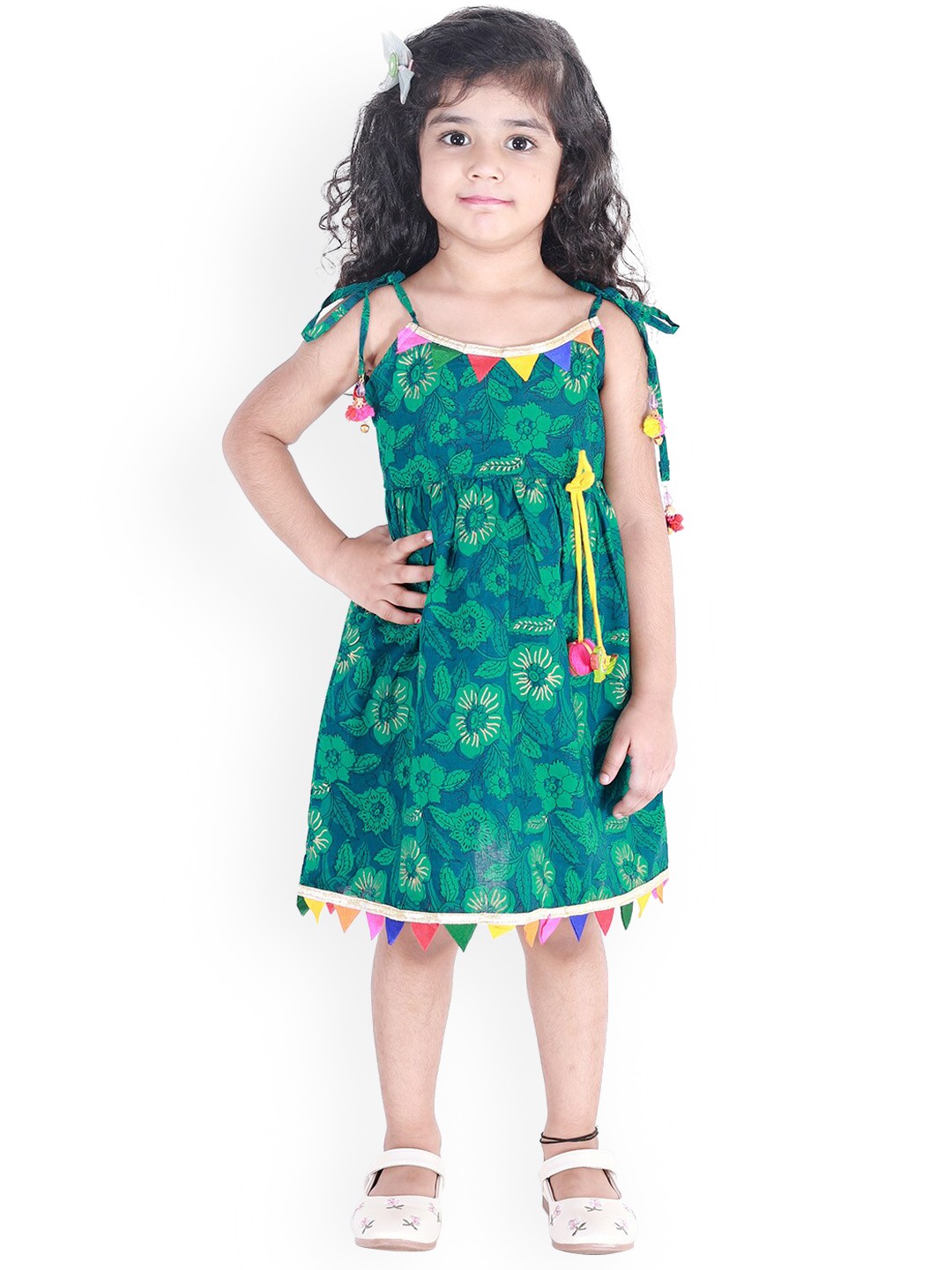

KID1 Girls Green & Blue Printed A-Line Dress