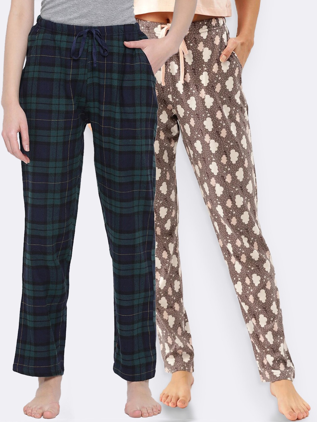 

Kanvin Women Pack of 2 Pure Cotton Lounge Pants, Brown