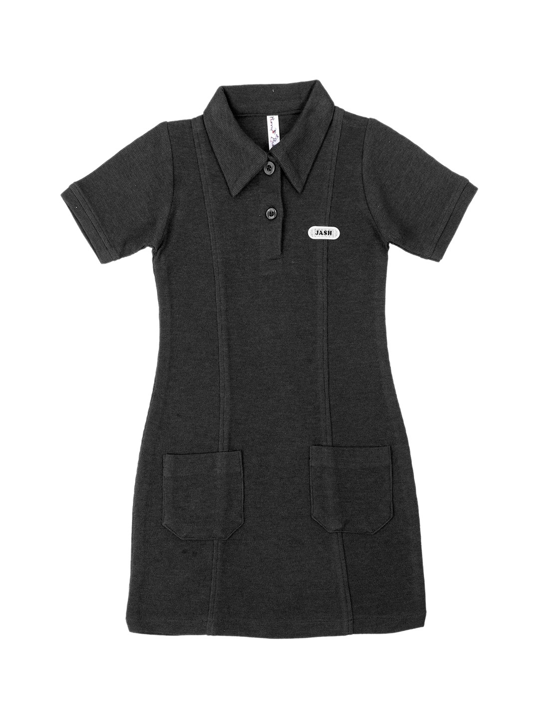 

Hunny Bunny Girls Black Solid Cotton T-shirt Dress