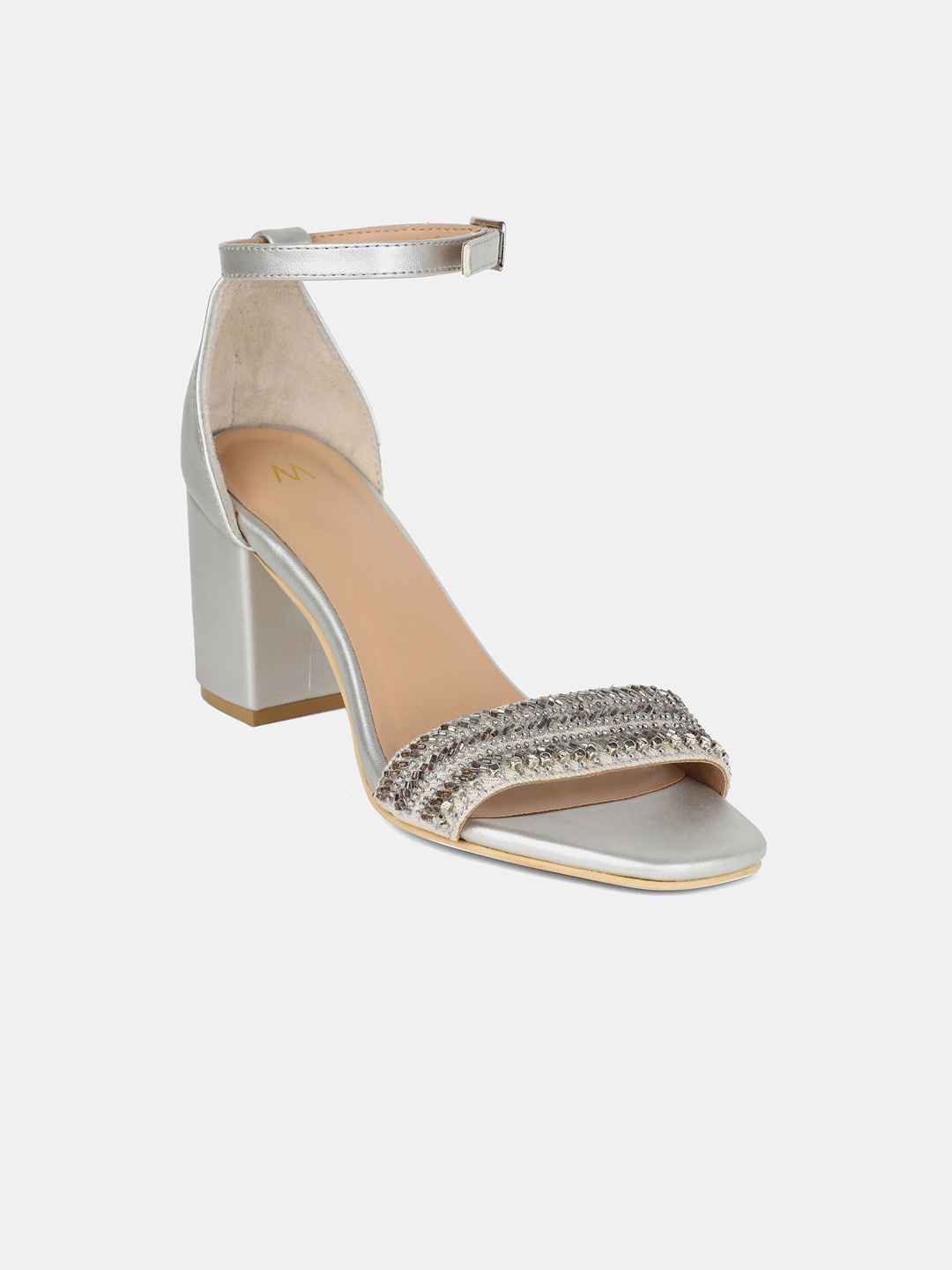 

W The Folksong Collection Women Silver-Toned Embellished Sandals