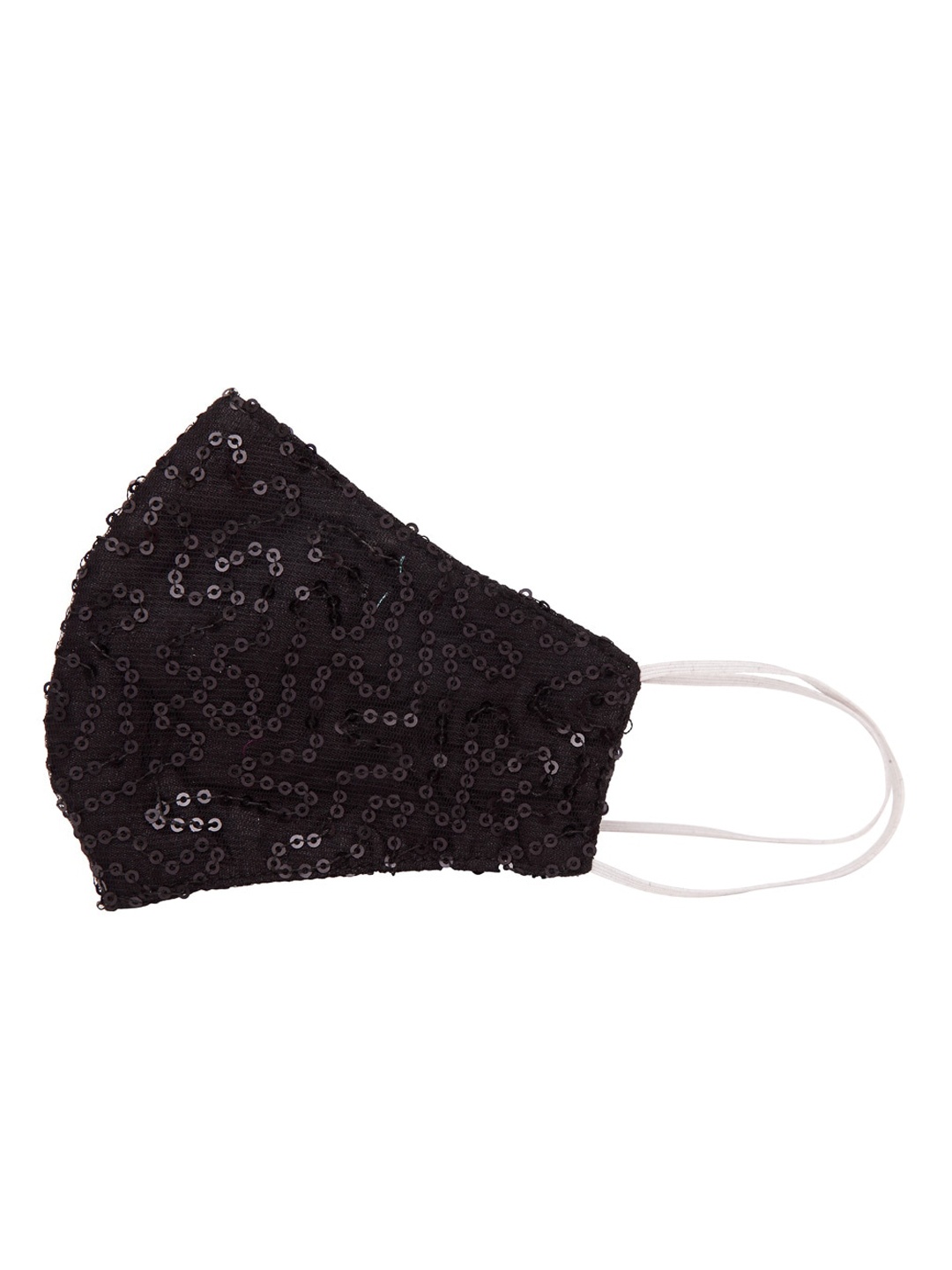 

studio rasa Women Black Net Sequin Embroidered Single Mask