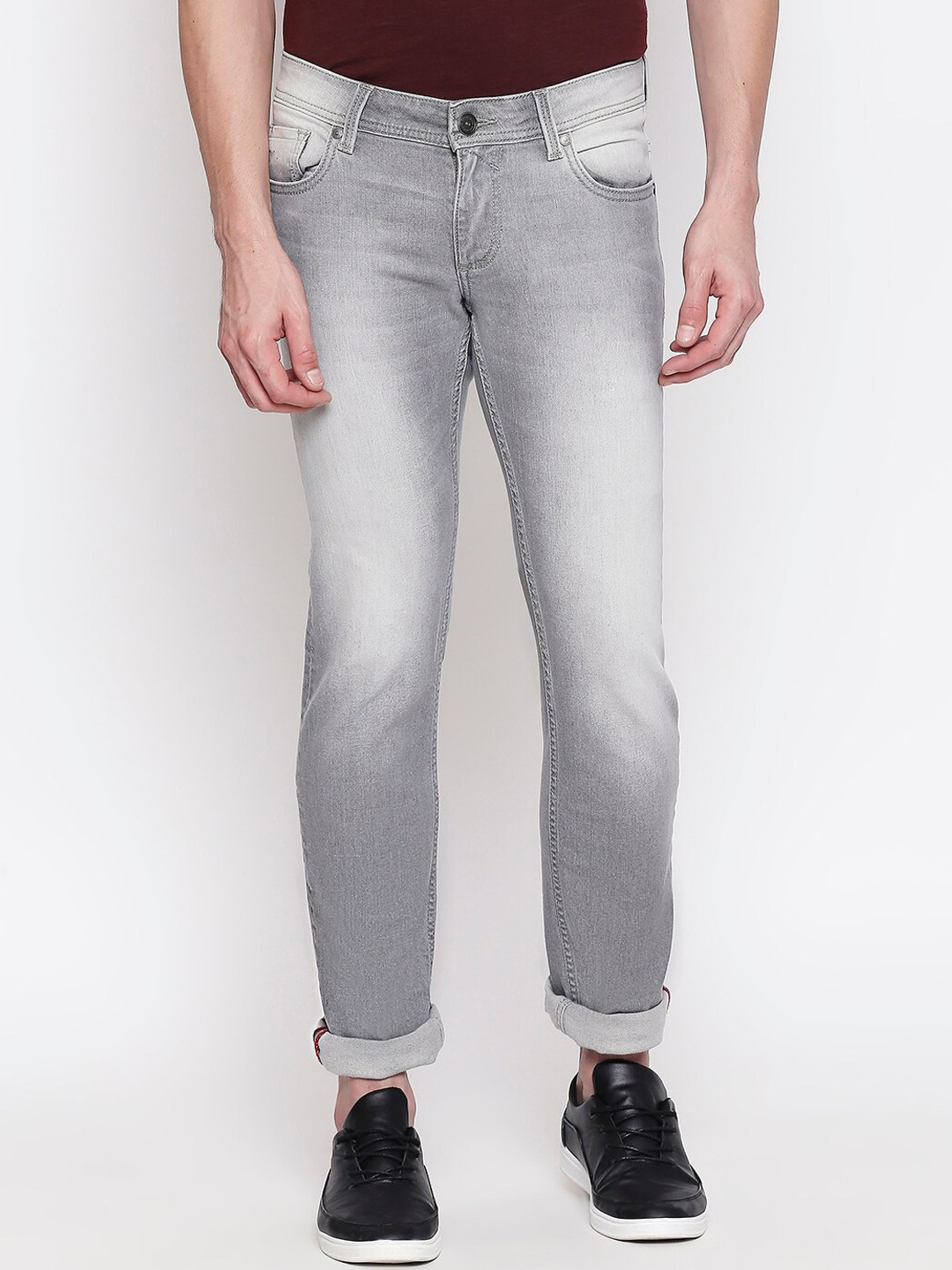

Basics Men Grey Super Skinny Fit Low-Rise Clean Look Stretchable Jeans