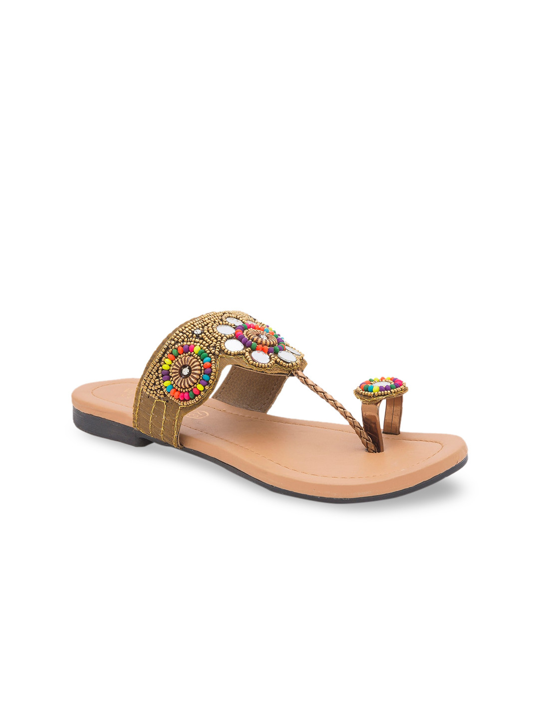 

WALK N STYLE COLLECTION Women Beige Embellished Open Toe Flats