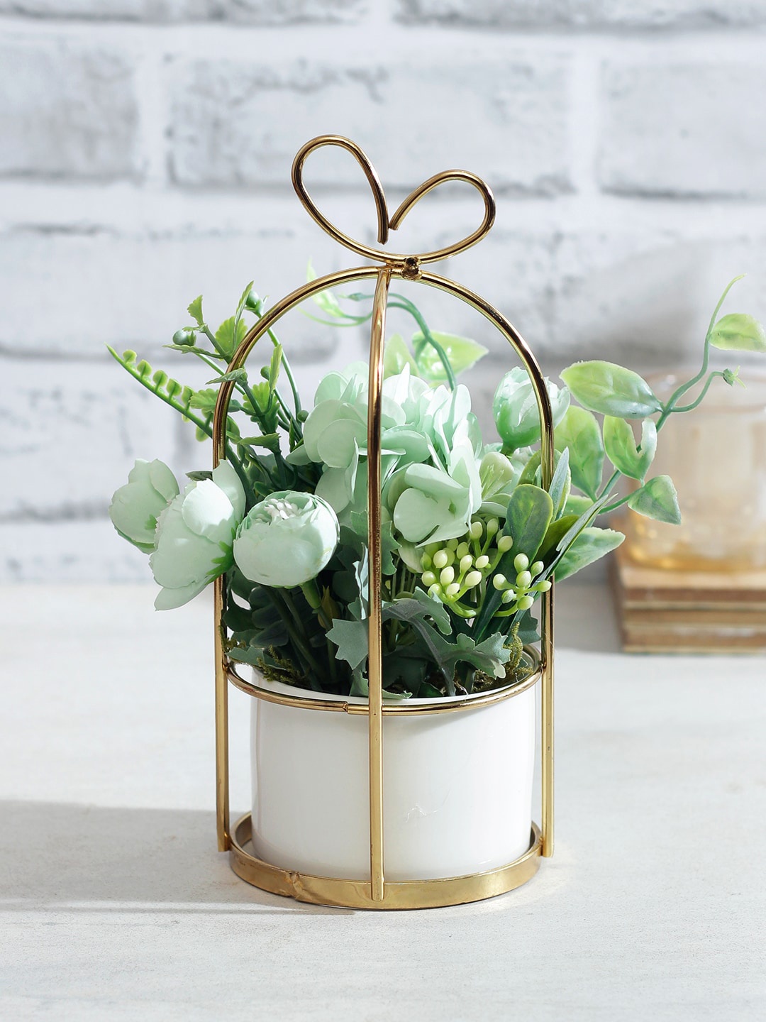 

Aapno Rajasthan Green Artificial Flowers Plant With Pot & Stand