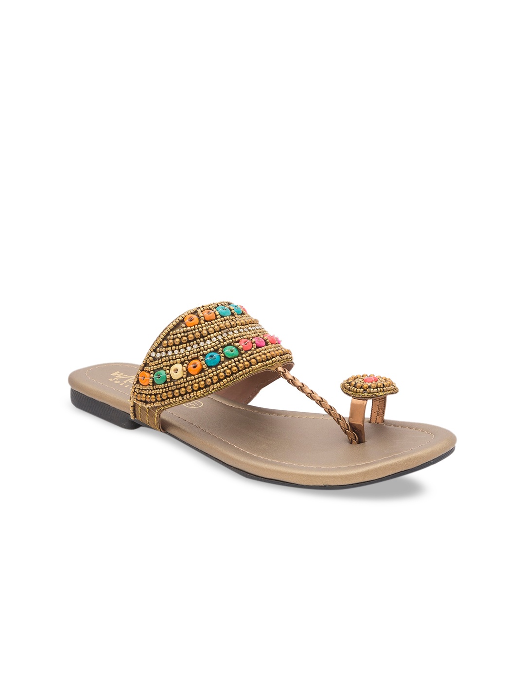 

WALK N STYLE COLLECTION Women Beige Embellished Open Toe Flats
