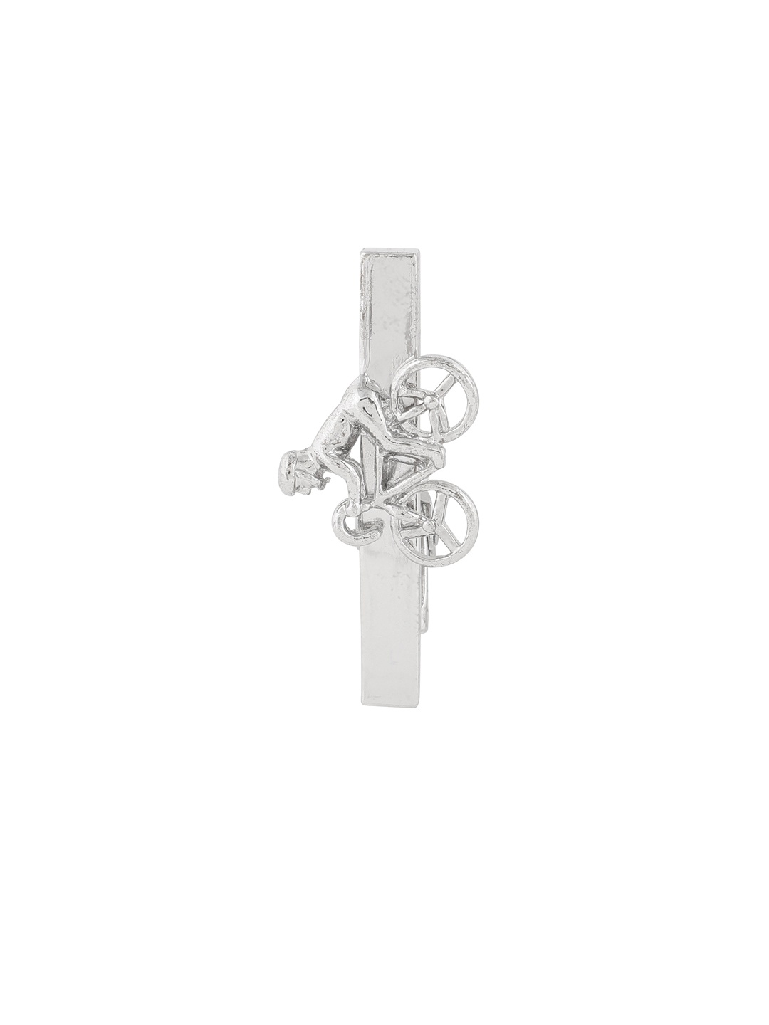 

Alvaro Castagnino Men Silver-Toned Man on Bicycle Shaped Tie Pin