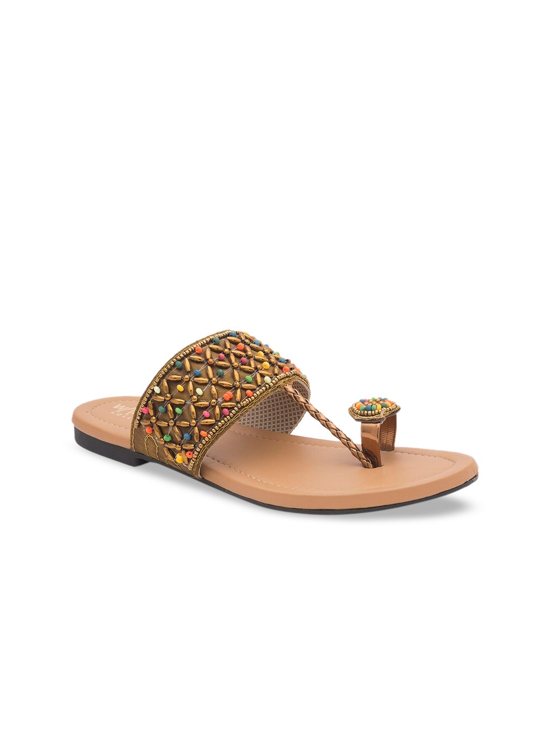

WALK N STYLE COLLECTION Women Beige Embellished One Toe Flats