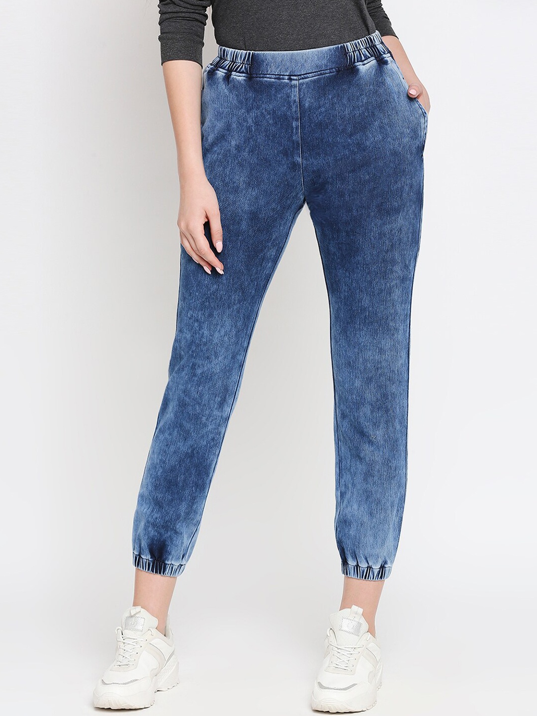 

inocenCia Women Navy Blue Regular Fit Faded Joggers