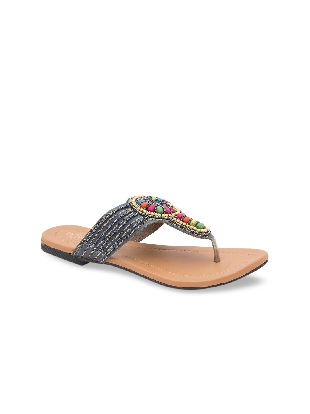 

WALK N STYLE COLLECTION Women Grey Embellished Open Toe Flats