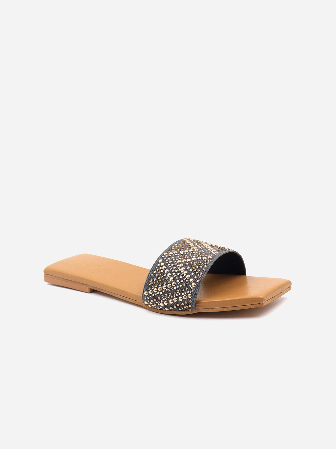 

Gibelle Women Grey Embellished Open Toe Flats
