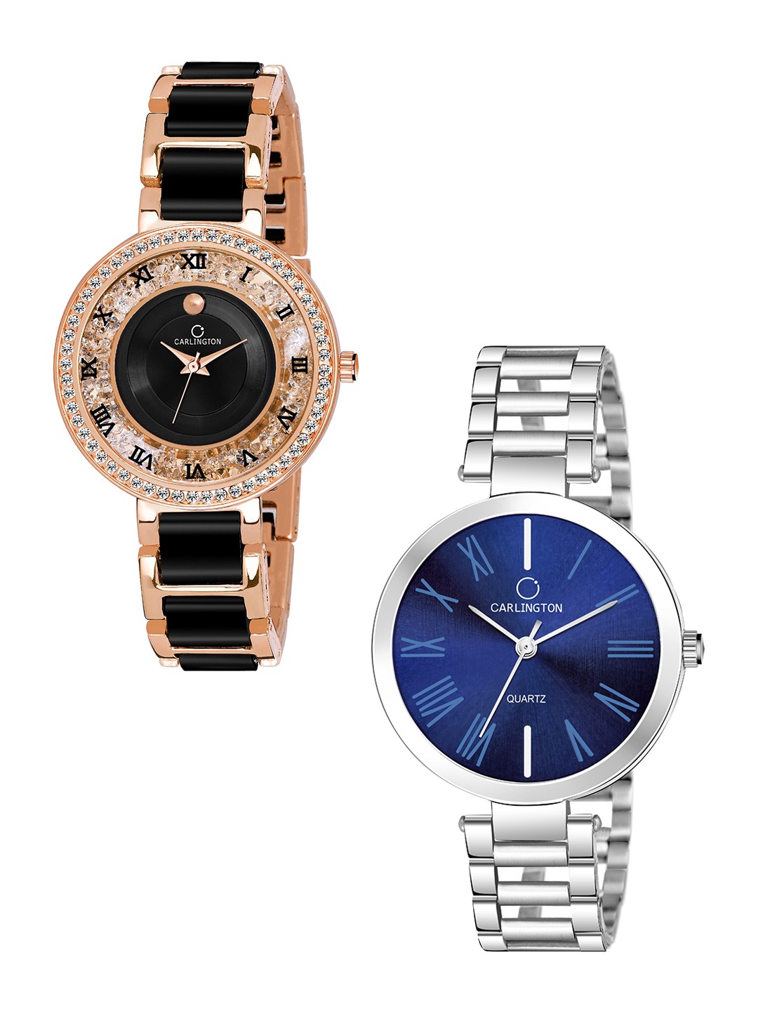 

CARLINGTON Unisex Set Of 2 Analogue Watches, Rose gold