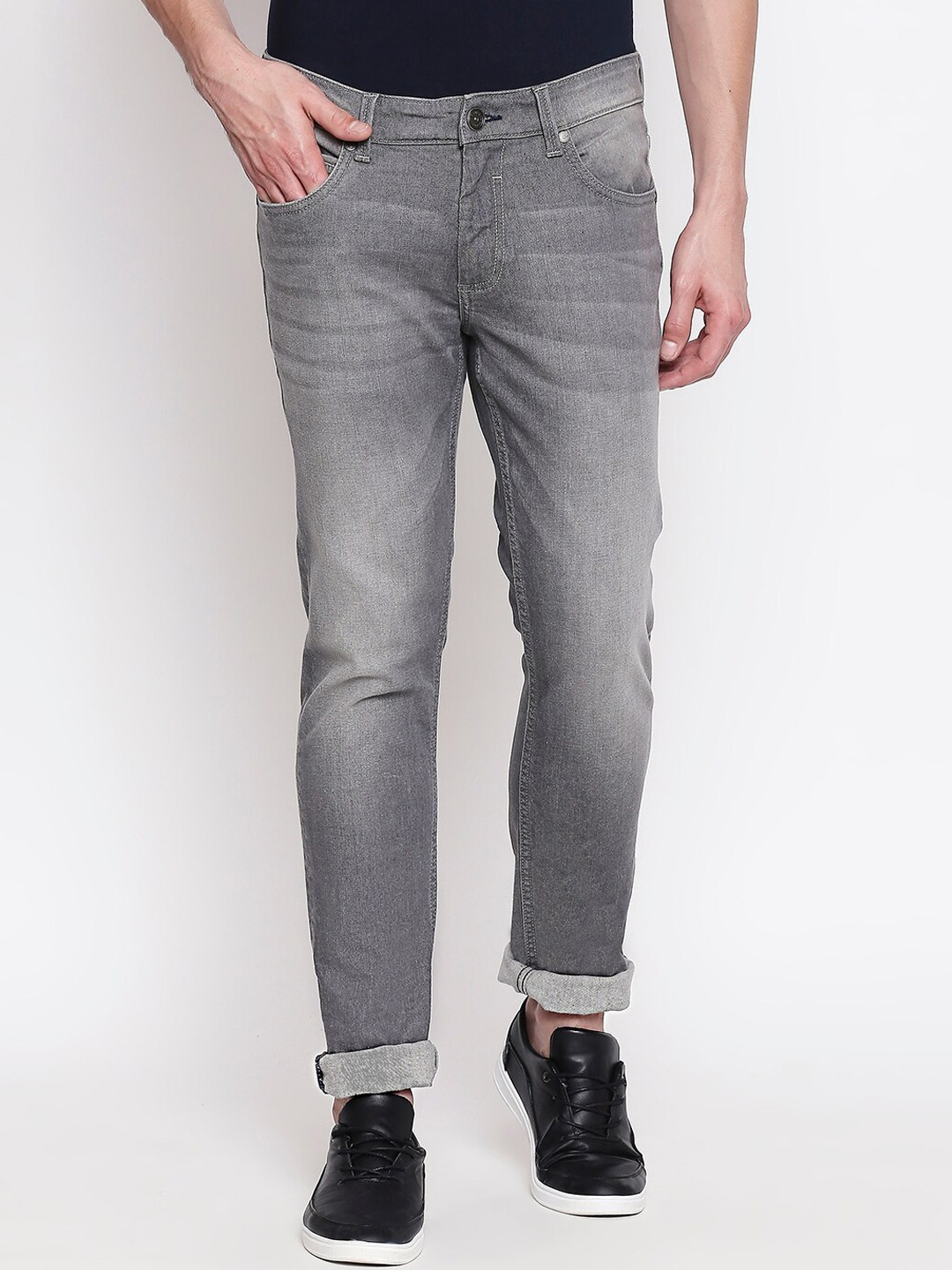

Basics Men Grey Super Skinny Fit Low-Rise Clean Look Stretchable Jeans