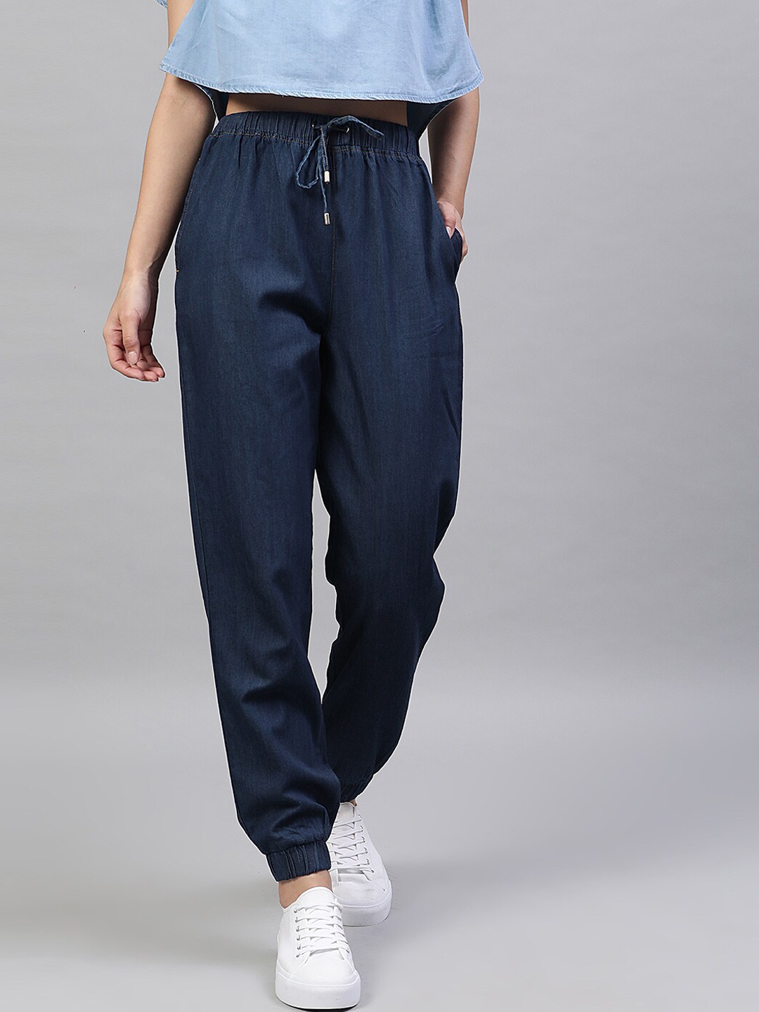 

STREET 9 BASICS Women Blue Regular Fit Solid Joggers
