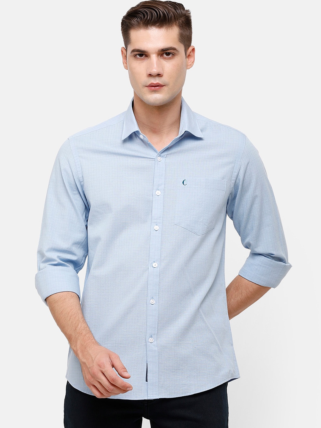 

CAVALLO by Linen Club Men Blue Regular Fit Checked Casual Shirt