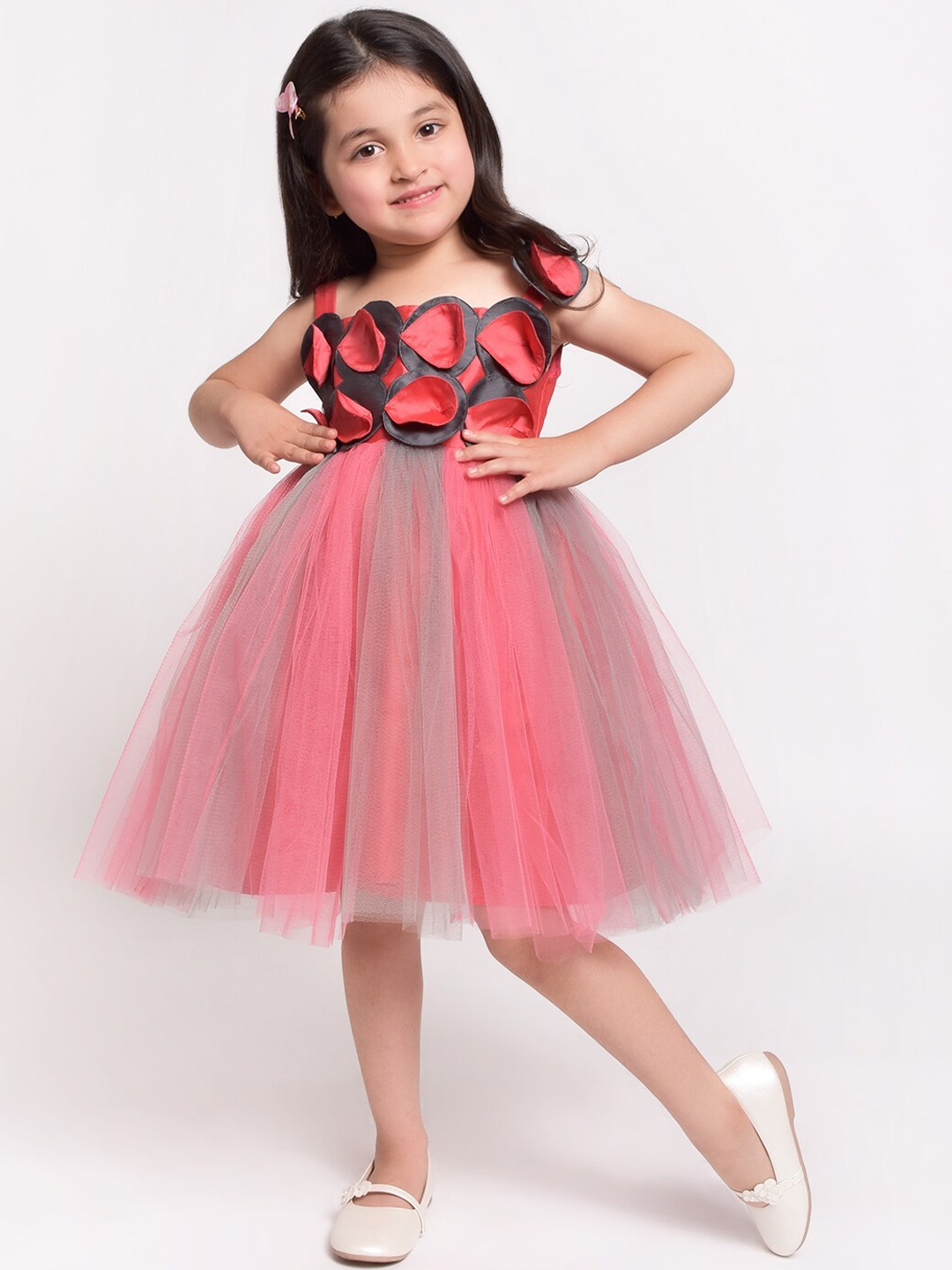

Jelly Jones Girls Rose Gold & Grey Self Design Fit and Flare Dress