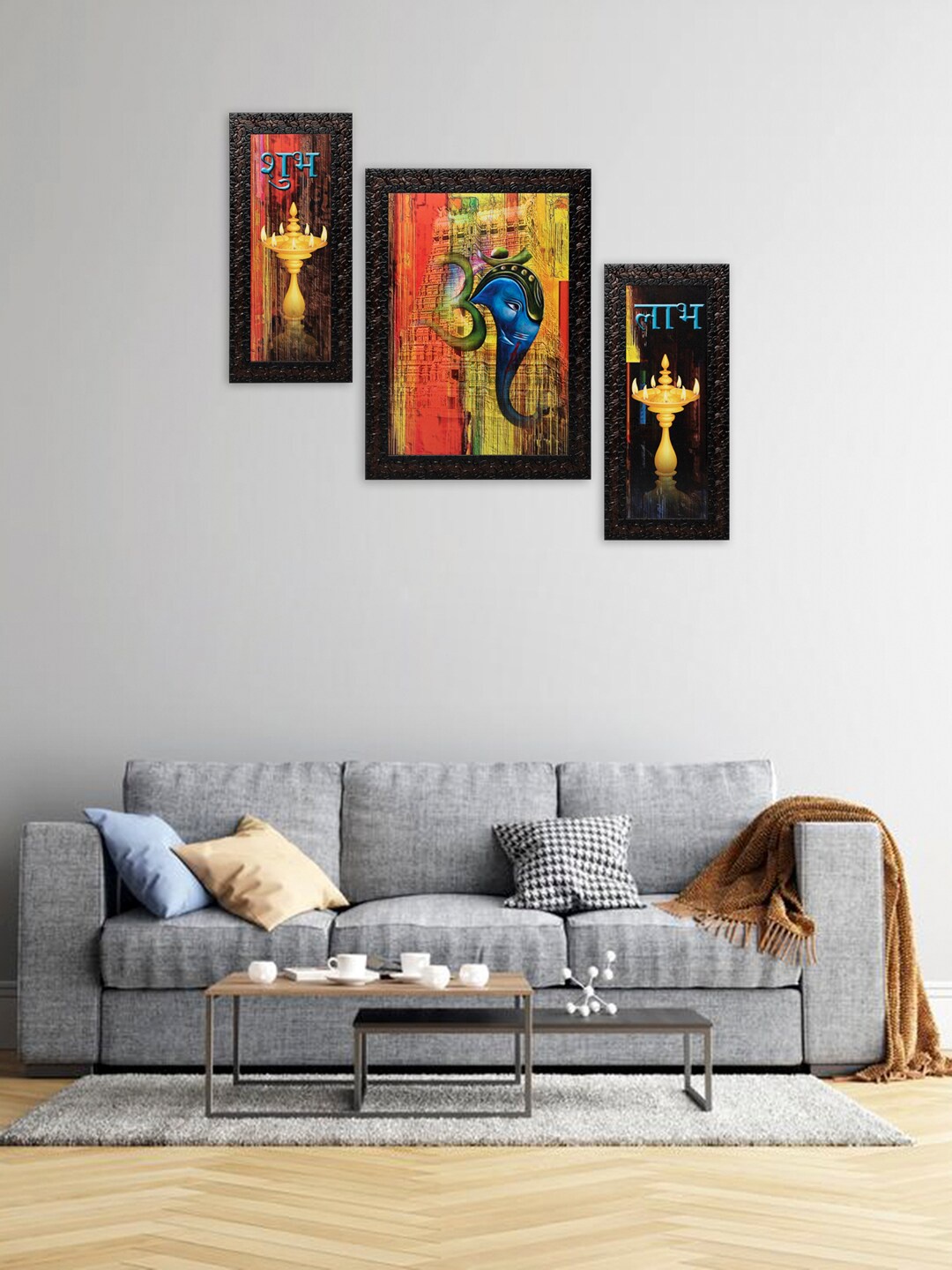 

Indianara Set of 3 Orange & Yellow Ganesha Framed Wall Art