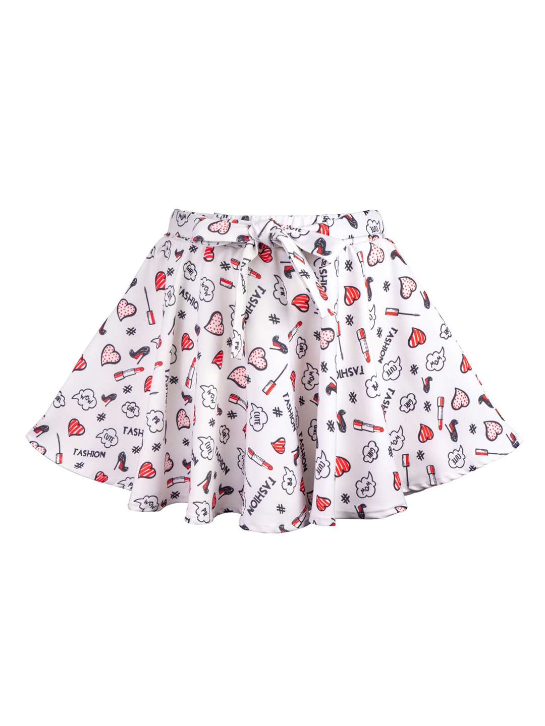 

Hunny Bunny Girls White & Orange Printed Flared Skirt