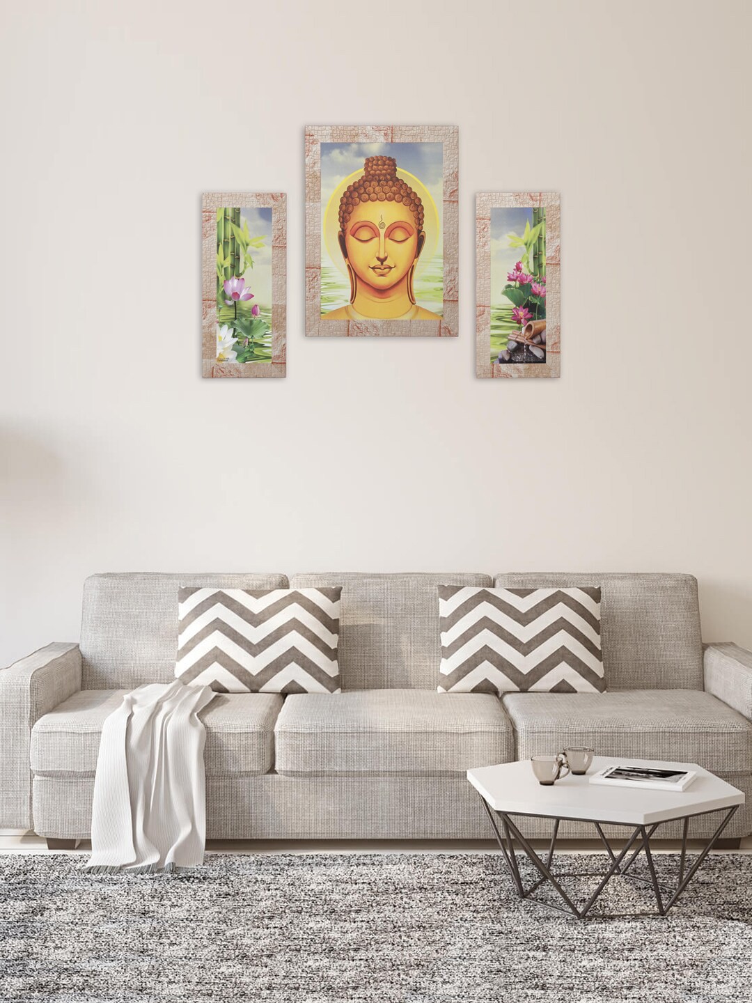 

Indianara Set Of 3 Digitally Printed Buddha Framed Wall Art, Green