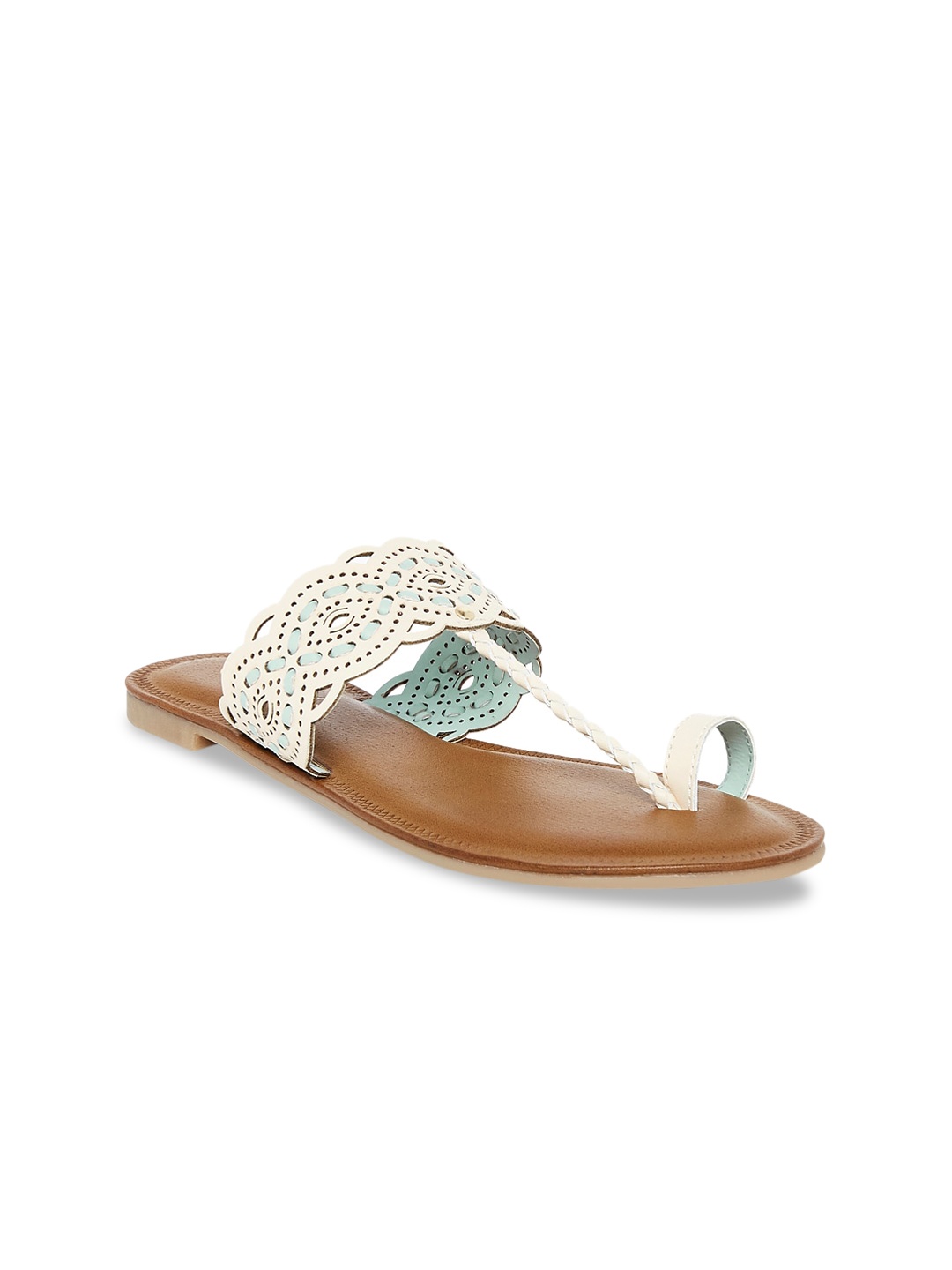 

Forever Glam by Pantaloons Women Off-White Textured One Toe Flats