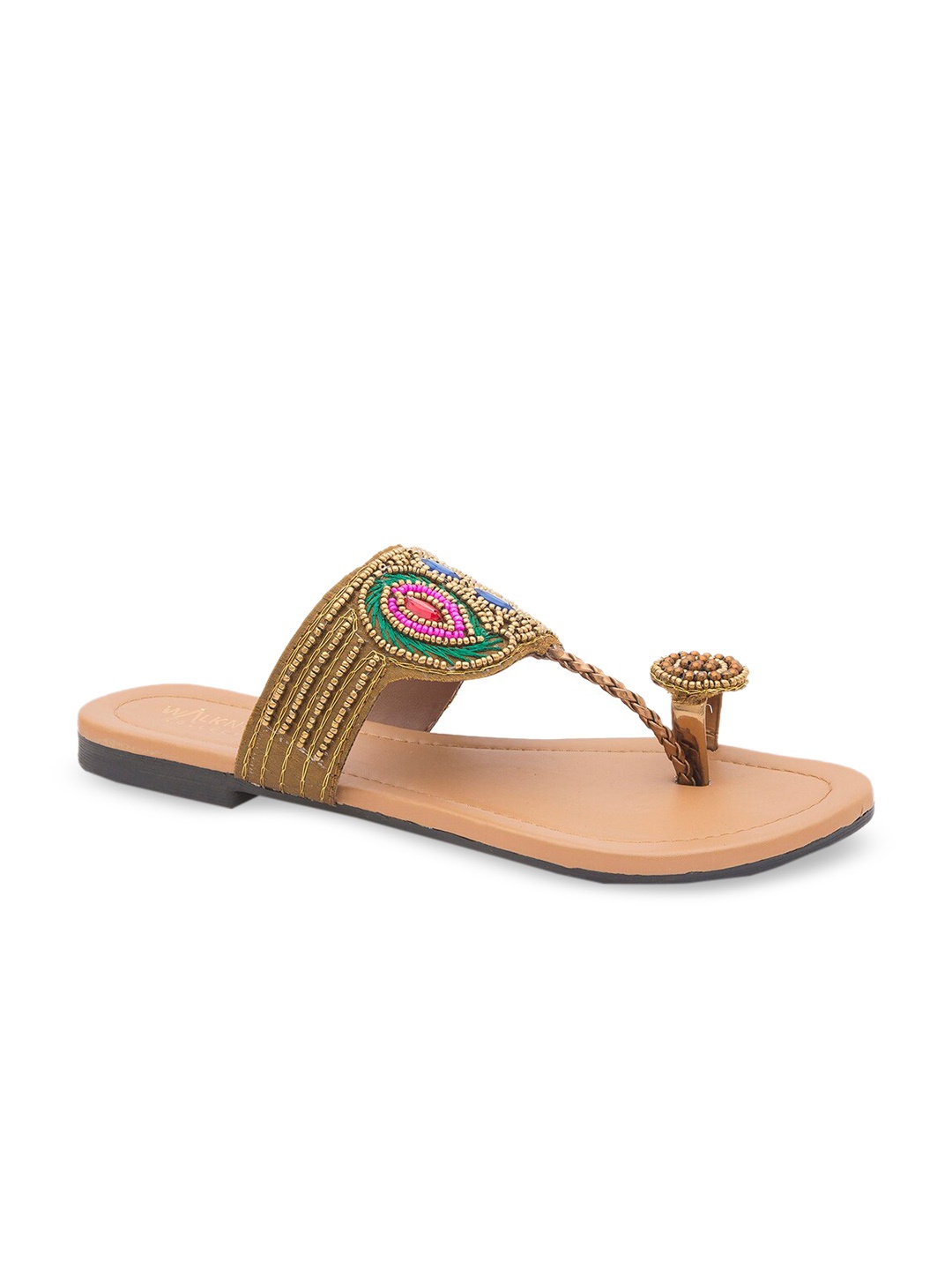 

WALK N STYLE COLLECTION Women Beige Embellished One Toe Flats