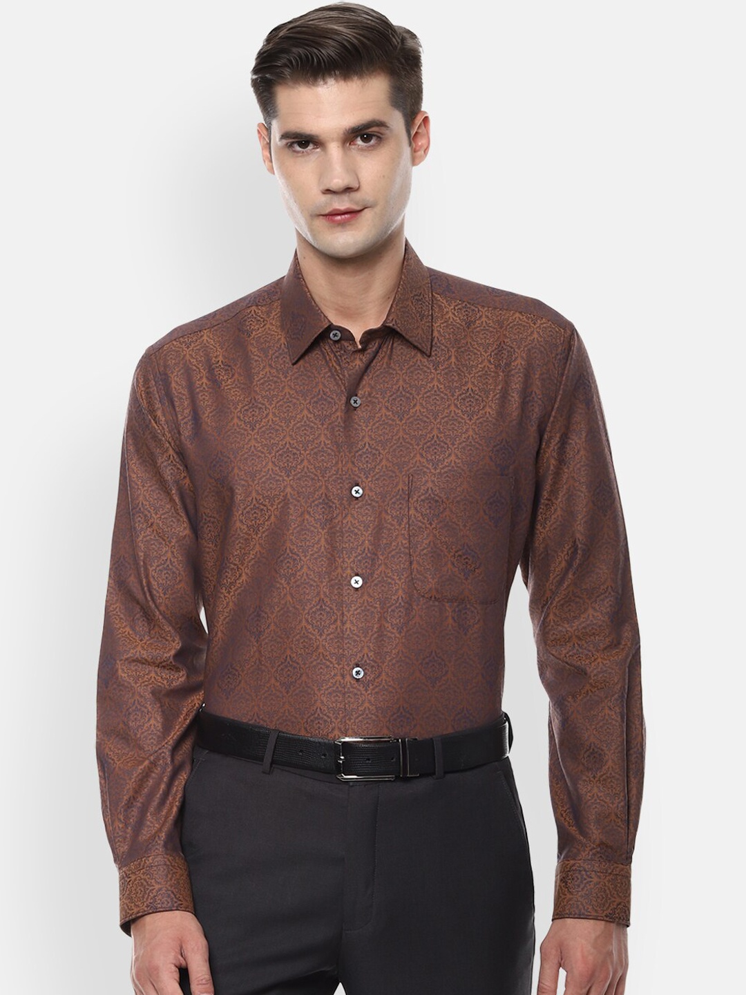 

Luxure by Louis Philippe Men Brown Regular Fit Printed Casual Shirt