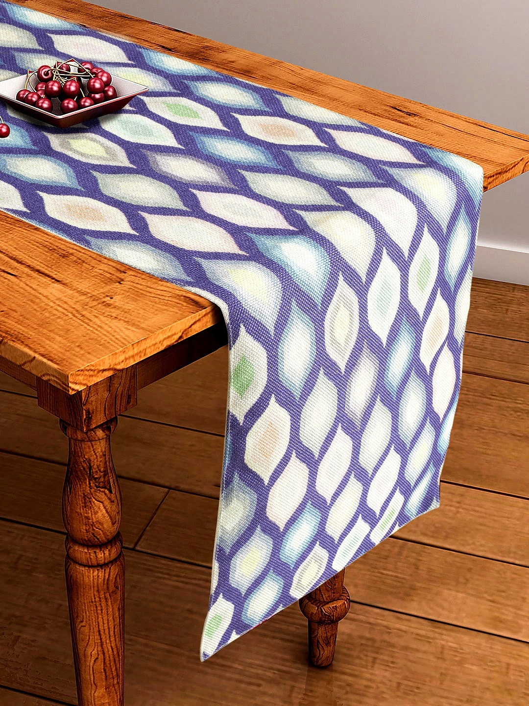 BELLA TRUE White & Blue Digital Printed Table Runner
