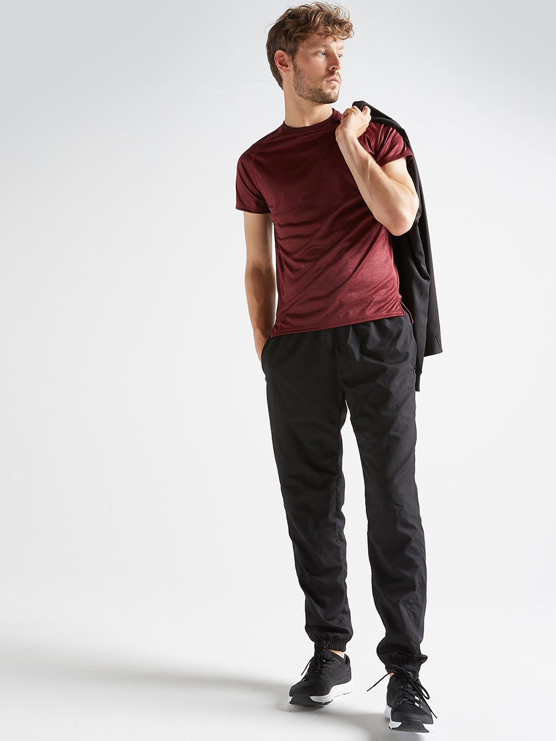 

Domyos by Decathlon Men Black Fitness Training Dry-Fit Trackpant With Zip Pocket