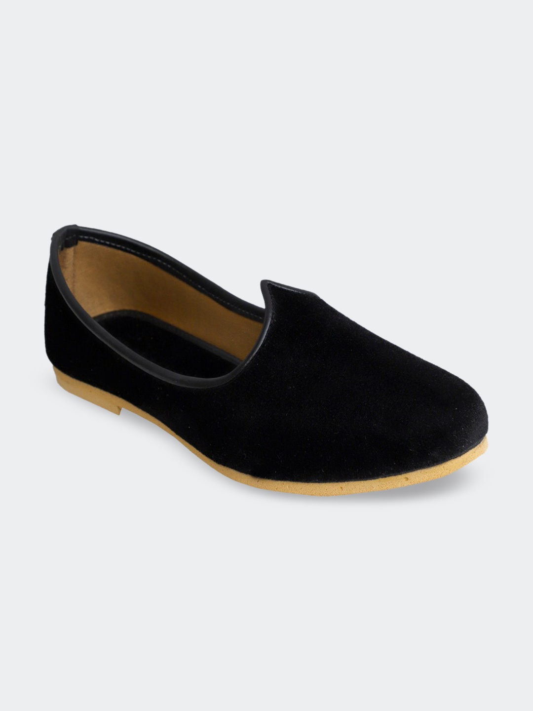 

PANAHI Men Black Solid Velvet Mojaris