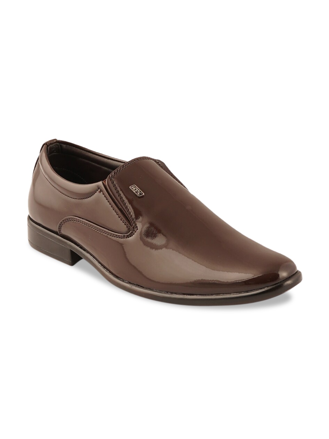 

ID Men Brown Solid Leather Formal Slip-Ons