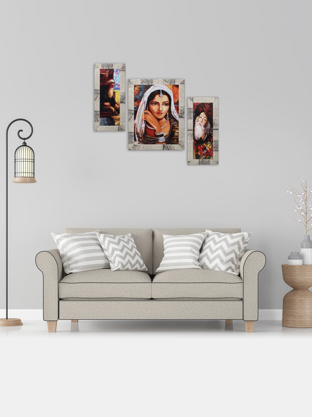 

Indianara Set of 3 Multicoloured Folk Art Framed Wall Paintings without Glass, Multi