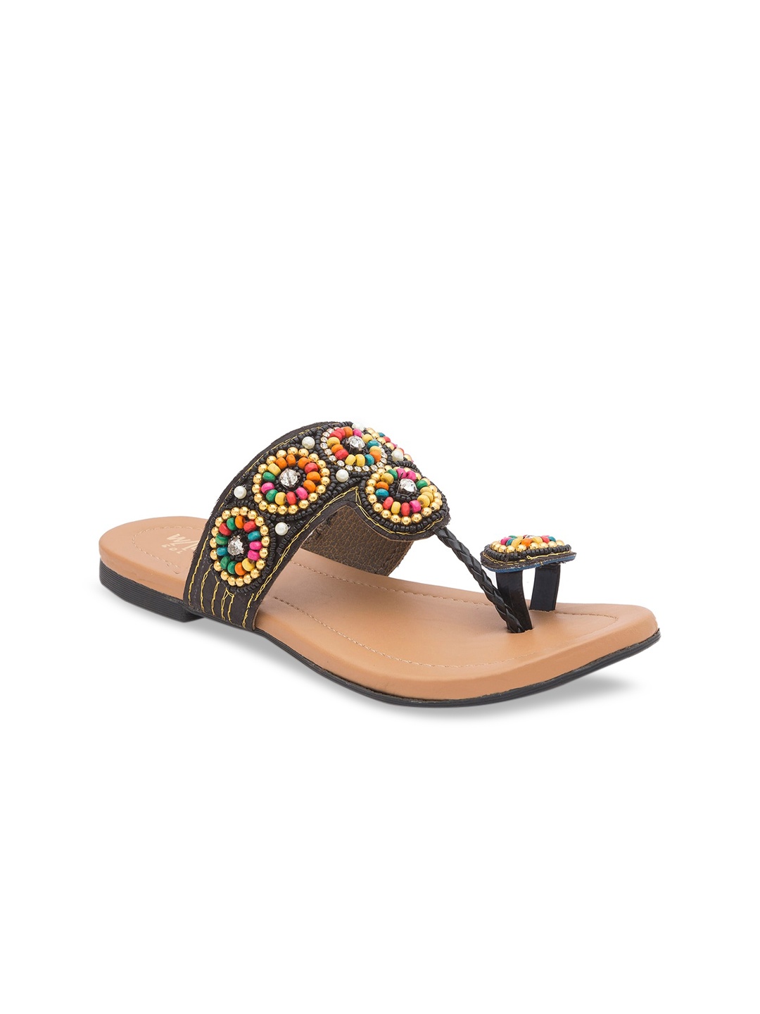 

WALK N STYLE COLLECTION Women Black Embellished One Toe Flats