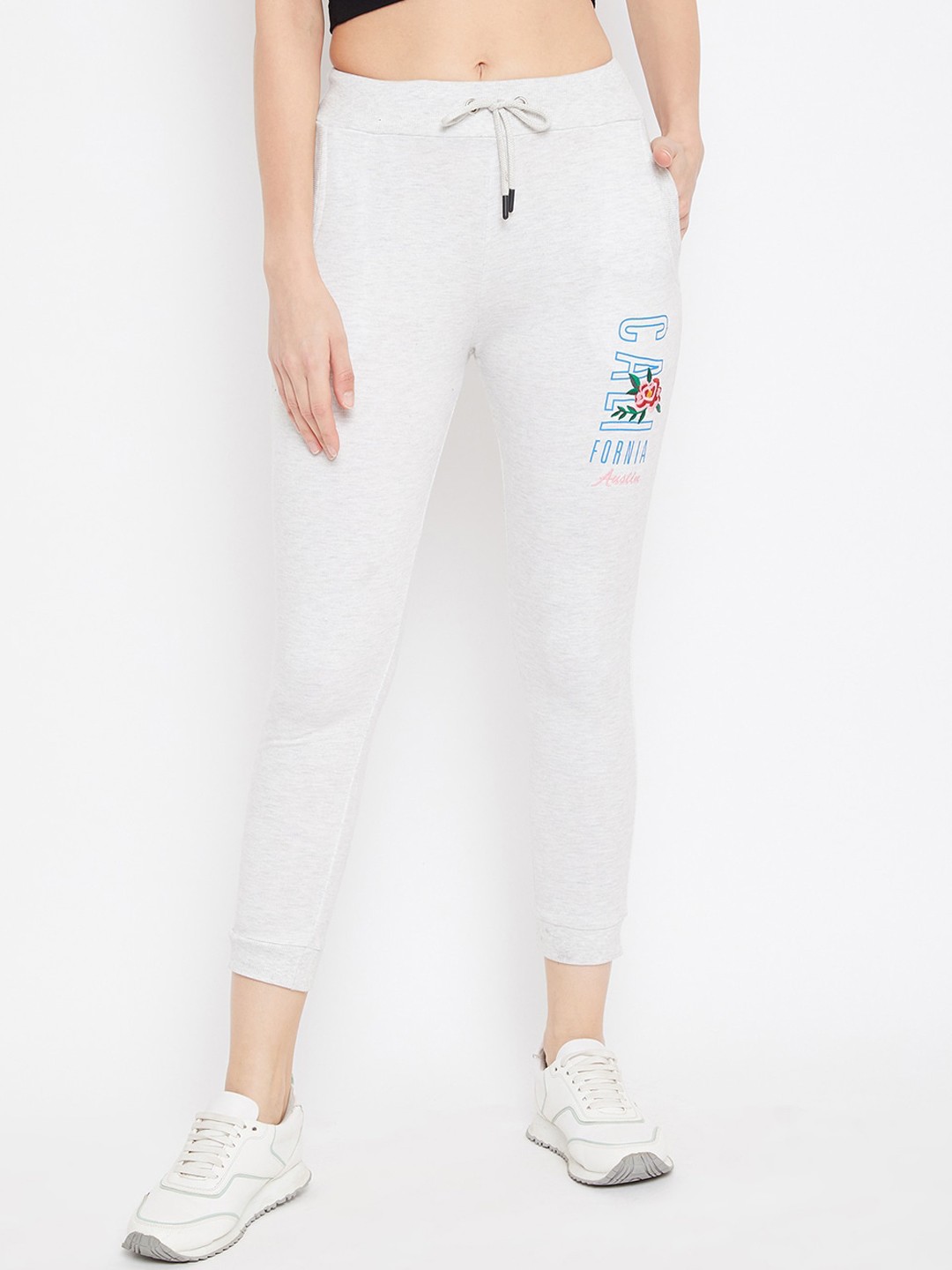 

Austin wood Women White Solid Slim-Fit Cotton Joggers