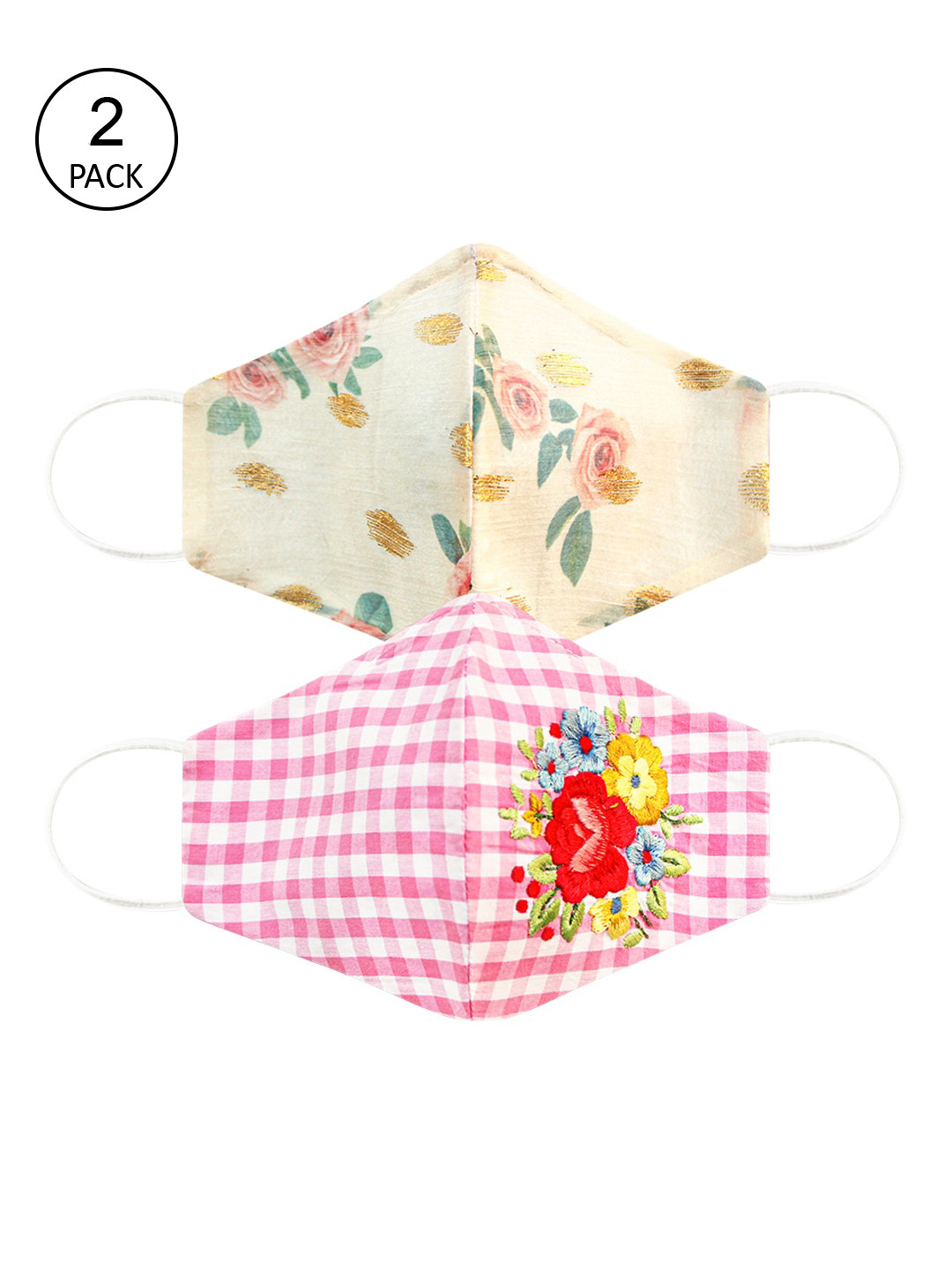 

Daffodils GIRLS WEAR Women Pack Of 2 3-ply Reusable Cloth Masks, Multi