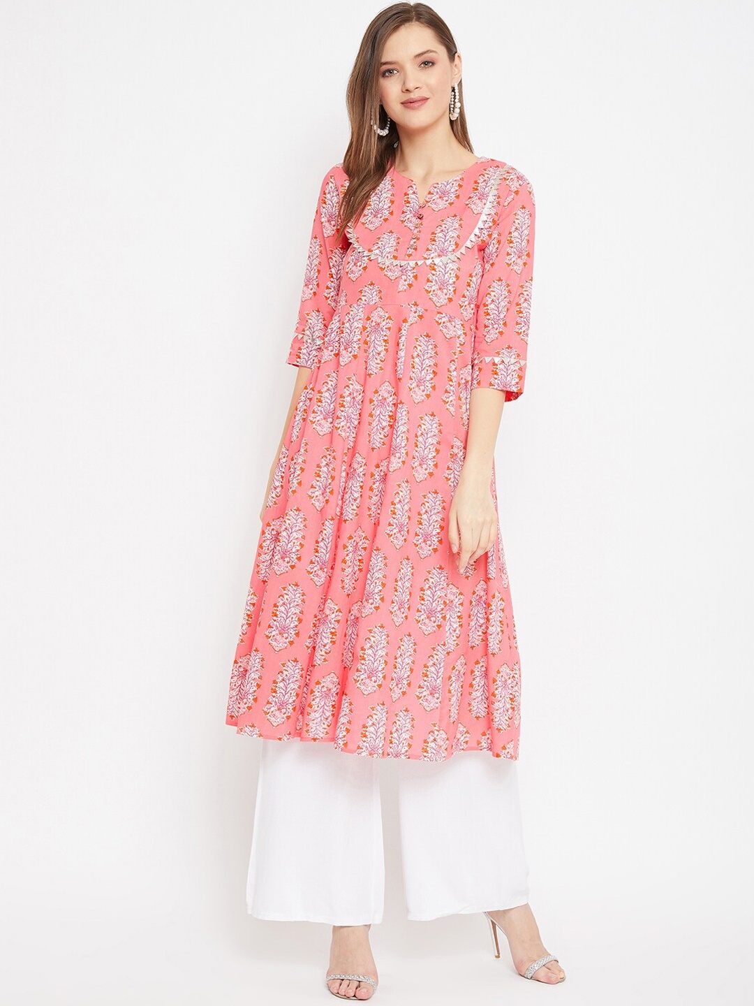 

One of a Kind Women Pink Ethnic Motifs Printed Kurta