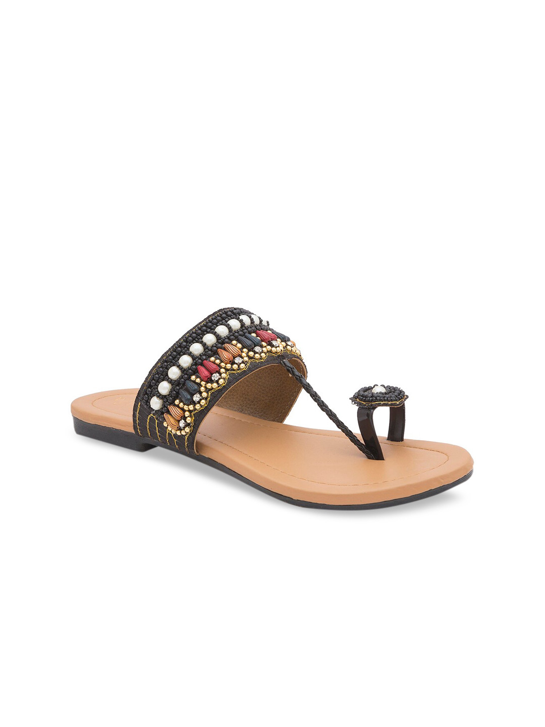 

WALK N STYLE COLLECTION Women Black Embellished One Toe Flats