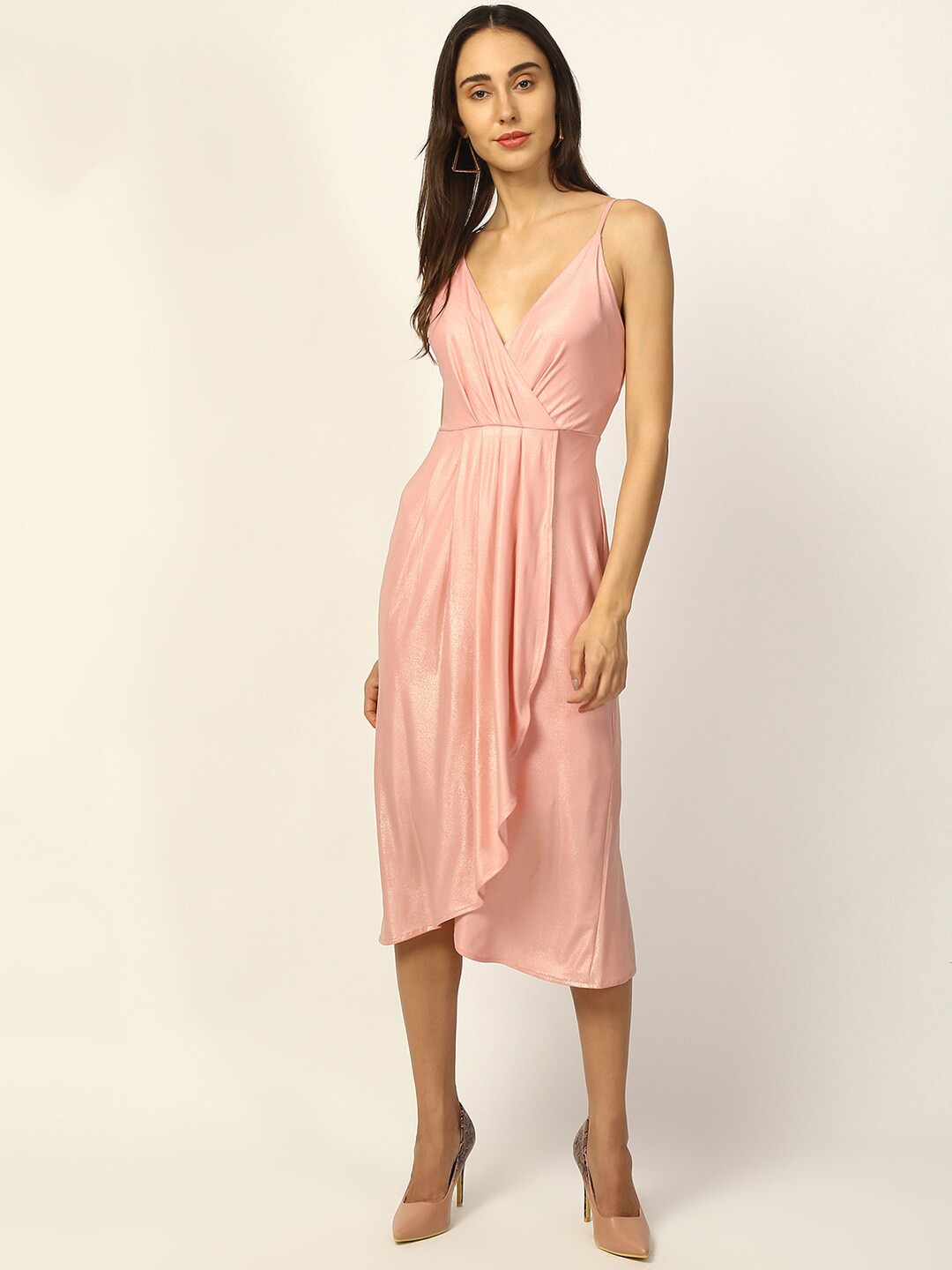 

ZOELLA Women Pink Solid Wrap Dress
