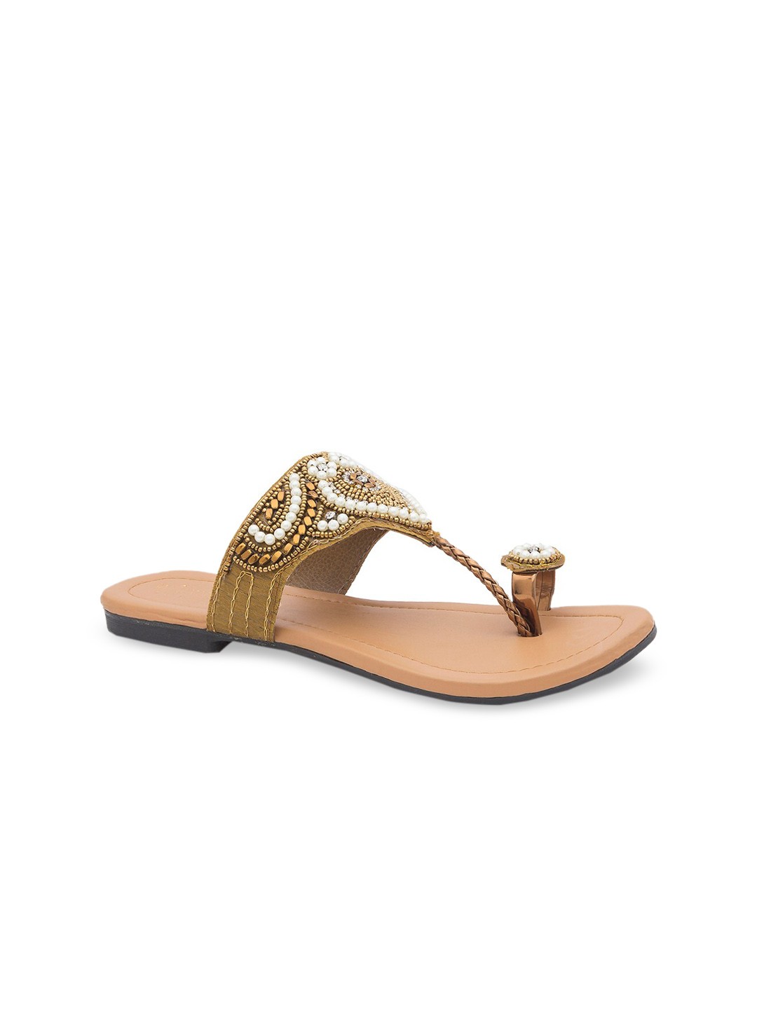 

WALK N STYLE COLLECTION Women Beige Embellished One Toe Flats