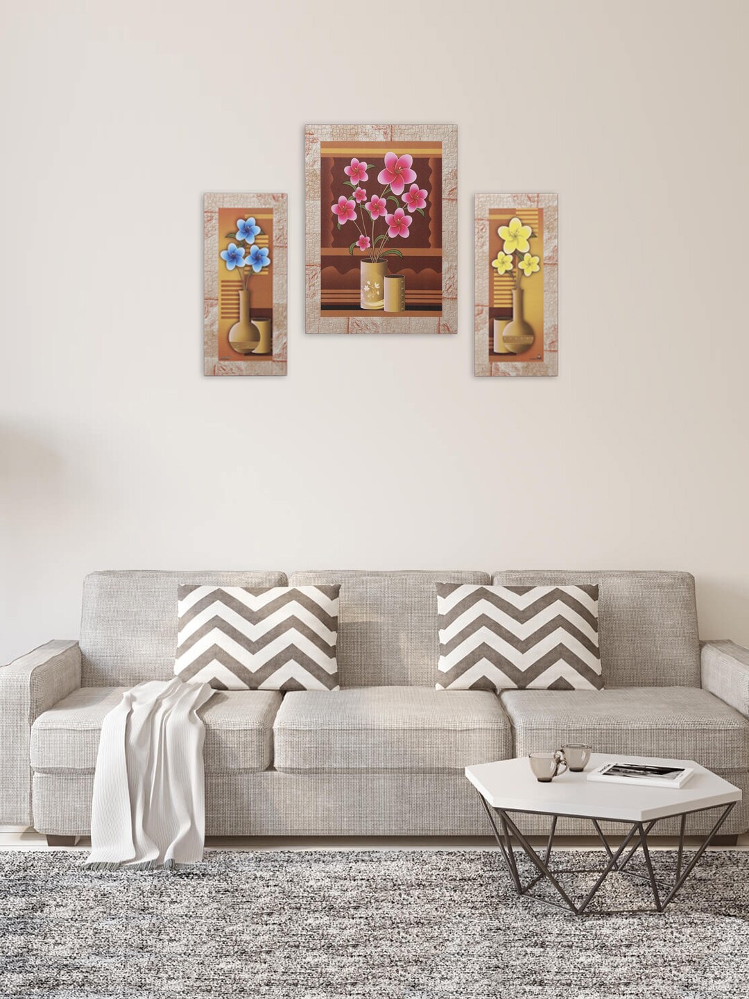 

Indianara Set Of 3 Digitally Printed Flowers in Vases Framed Art Prints, Pink