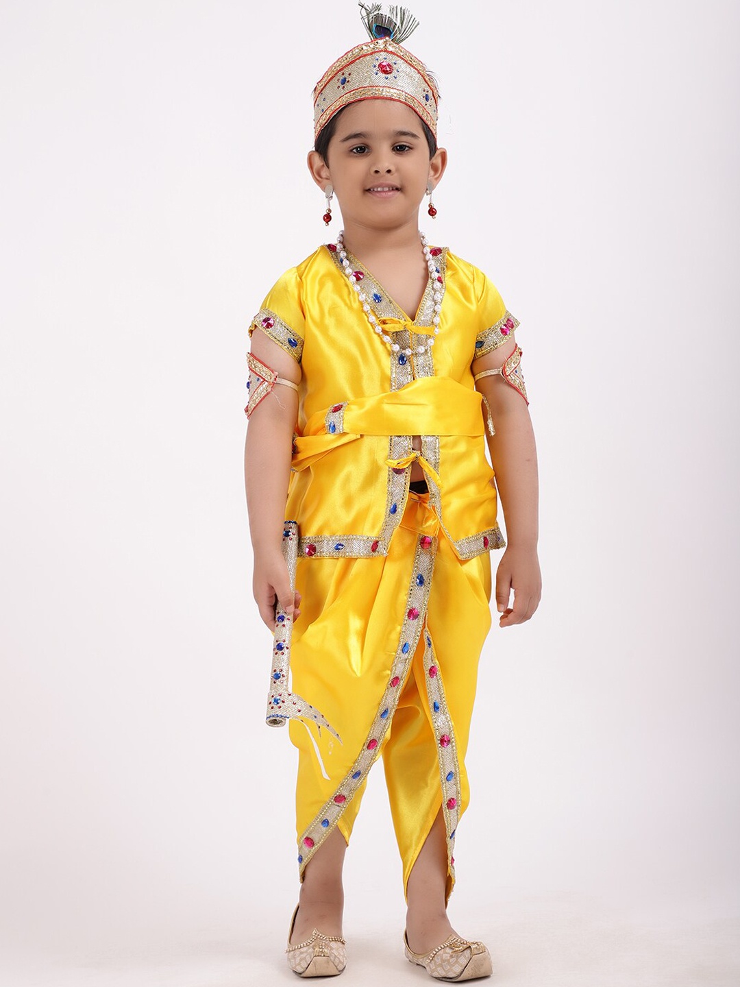 

ahhaaaa Boys Yellow Solid Kurta with Dhoti Pants
