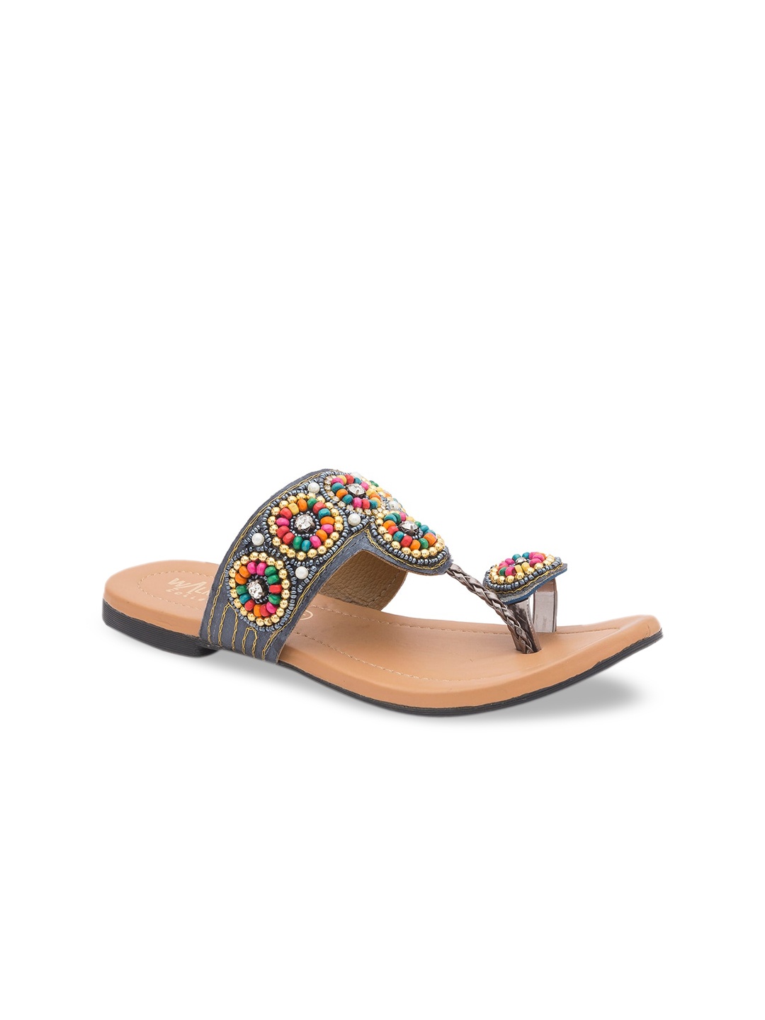 

WALK N STYLE COLLECTION Women Grey Embellished Open Toe Flats