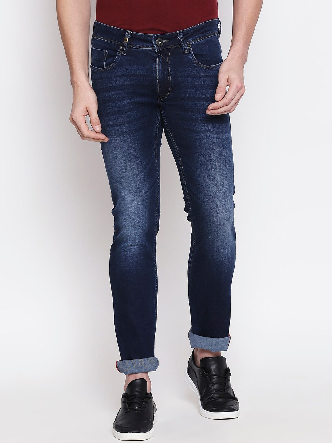 

Basics Men Navy Blue Skinny Fit Low-Rise Clean Look Stretchable Jeans
