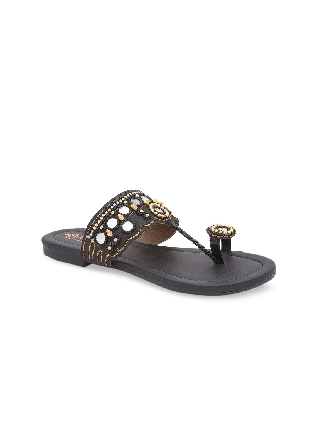 

WALK N STYLE COLLECTION Women Black Embellished One Toe Flats