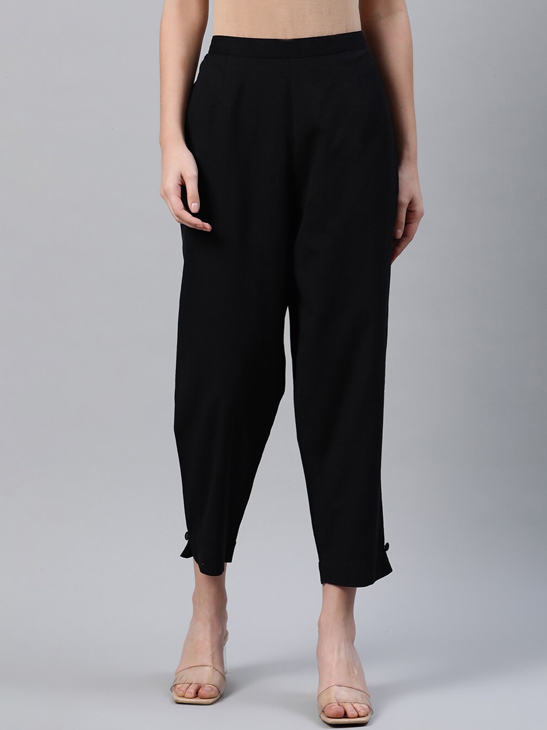 

Libas Women Black Regular Fit Solid Regular Trousers