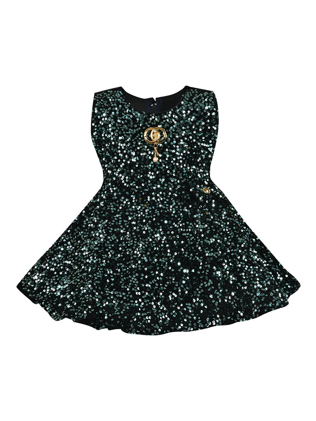 

Wish Karo Girls Green Embellished Fit and Flare Dress