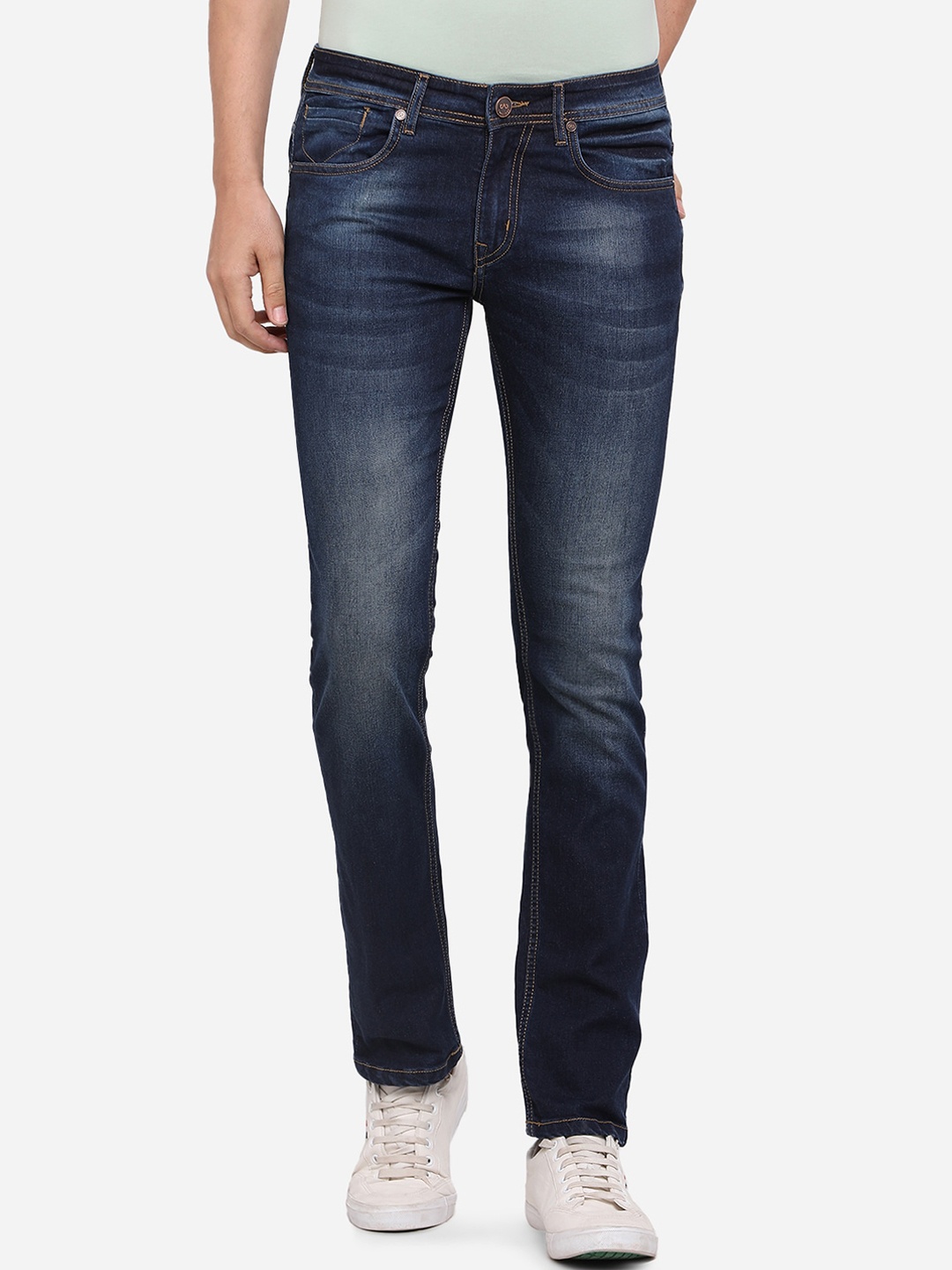 

JADE BLUE Men Navy Blue Washed Slim Fit Mid-Rise Stretchable Jeans