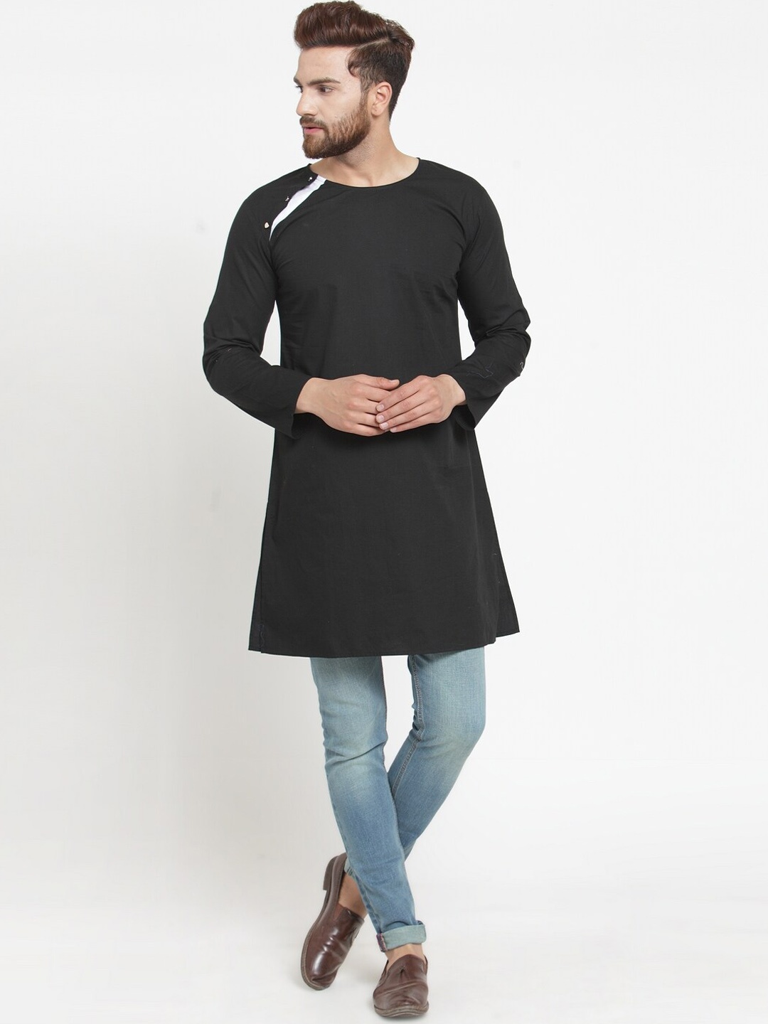 

Purple State Men Black Kurta