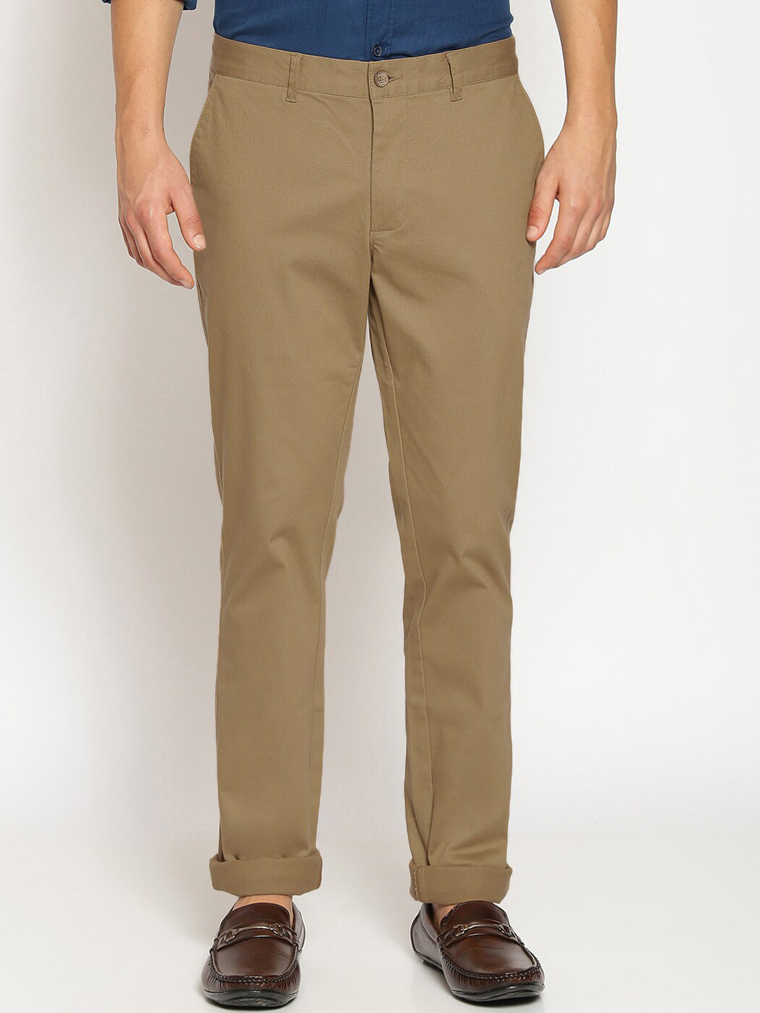 

Basics Men Khaki Regular Fit Solid Regular Trousers