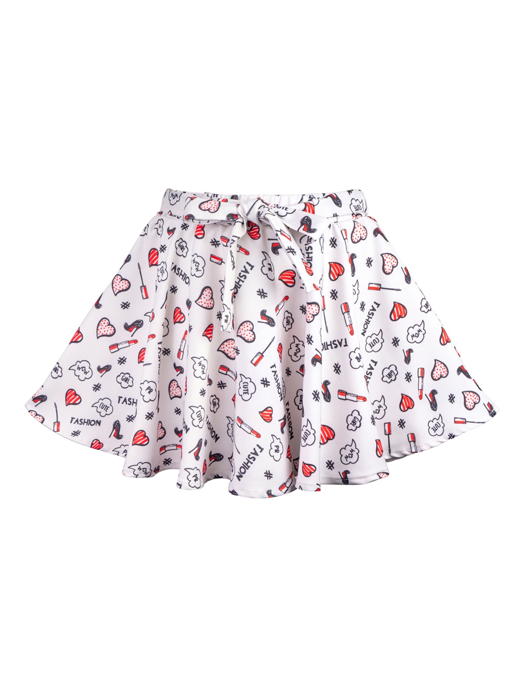 

Hunny Bunny Girls White & Orange Printed Flared Skirt
