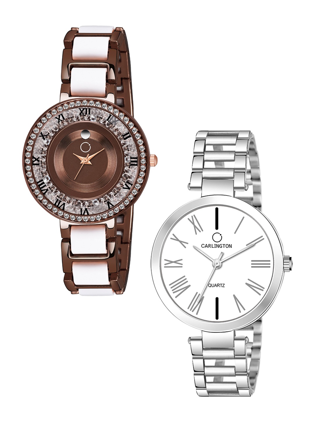 

CARLINGTON Unisex Set Of 2 Analogue Watches, Brown