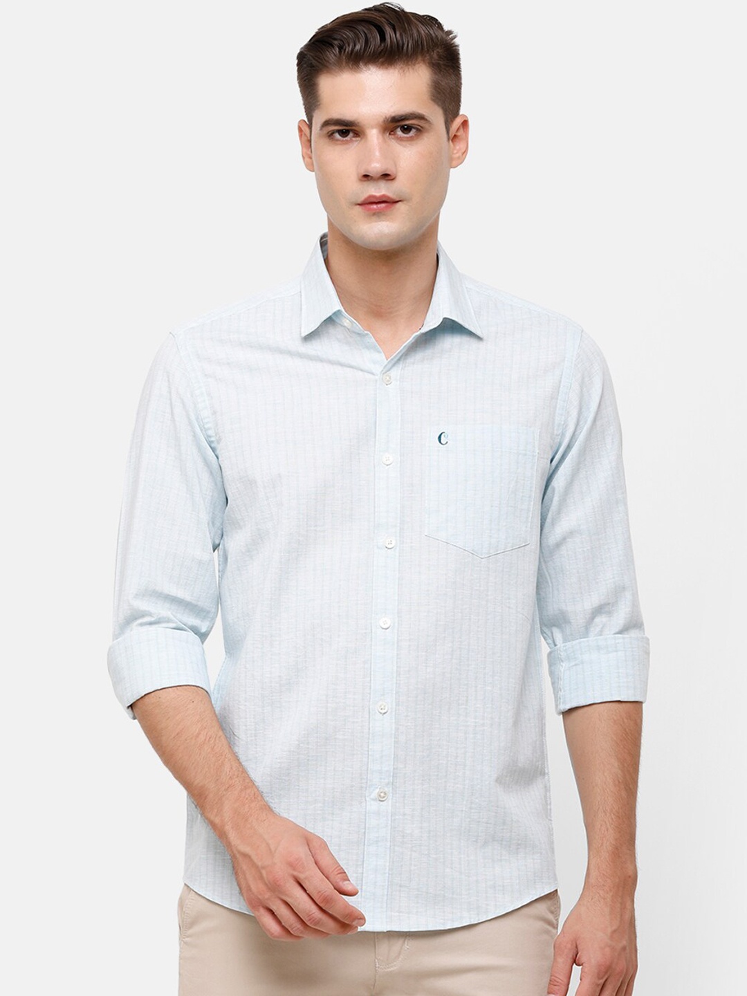 

CAVALLO by Linen Club Men Blue Regular Fit Striped Casual Shirt